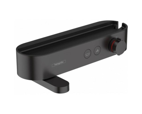 Смеситель для ванны и душа, Hansgrohe, ShowerTablet Select, с полочкой из матового черного пластика, цвет-черный матовый Смеситель для ванны и душа, Hansgrohe, ShowerTablet Select, с полочкой из матового черного пластика, цвет-черный матовый