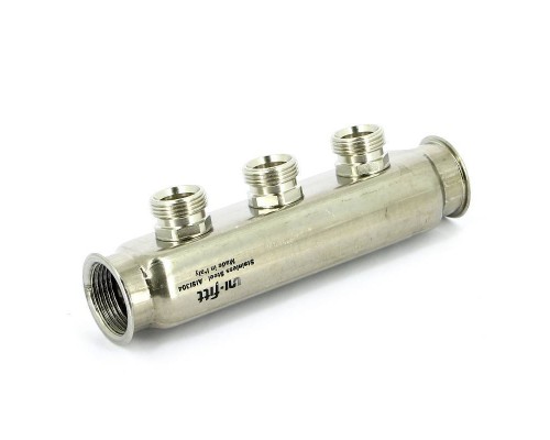Коллектор ВВ 1" нержавеющая сталь UNI-FITT 3 выхода 3/4"EK