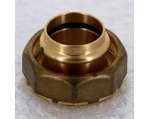 Муфта пресс-В с накидной гайкой и плоским уплотнением бронза Sanpress VIEGA 35x2"