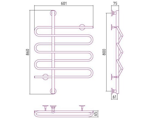 Стилье Версия-В Полотенцесушитель водяной 60x80h, цвет белый 12620-8060