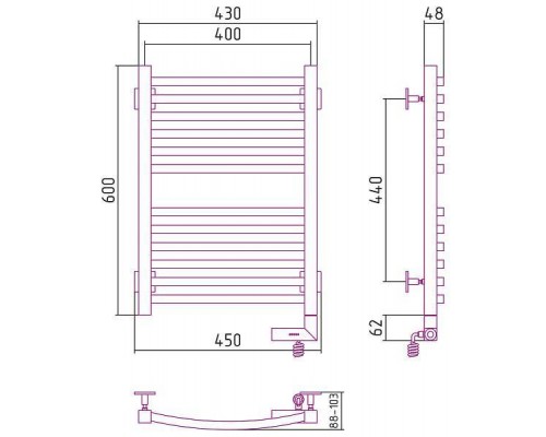 Сунержа Аркус 2.0 Полотенцесушитель электрический 40x60h, прав., цвет: белый 12-5605-6040 Сунержа Аркус 2.0 Полотенцесушитель электрический 40x60h, прав., цвет: белый 12-5605-6040
