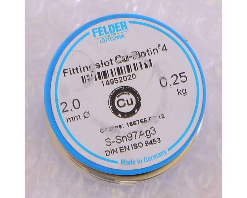 Припой мягкий Cu-Rotin®4 2мм на шпуле FELDER 250г