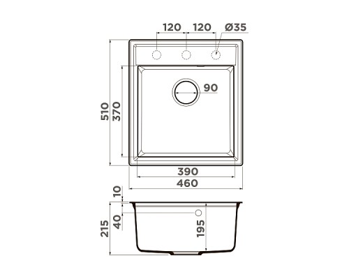 Omoikiri Daisen 46-BE Кухонная мойка Artgranit 46x51 см, цвет: ваниль 4993608