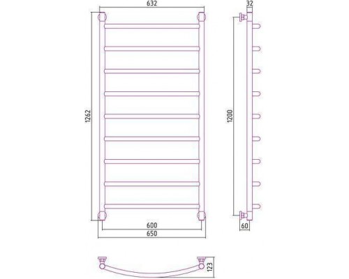 Сунержа Галант Полотенцесушитель водяной 60x120h, цвет: без покрытия 00-0200-1260 Сунержа Галант Полотенцесушитель водяной 60x120h, цвет: без покрытия 00-0200-1260