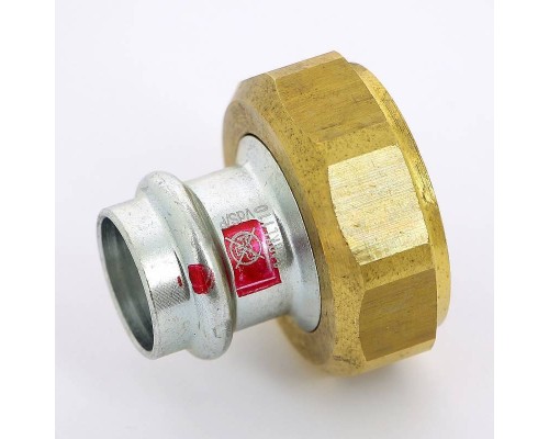 Муфта пресс-В с накидной гайкой и плоской прокладкой оцинкованная сталь Prestabo VIEGA 22х1"1/4