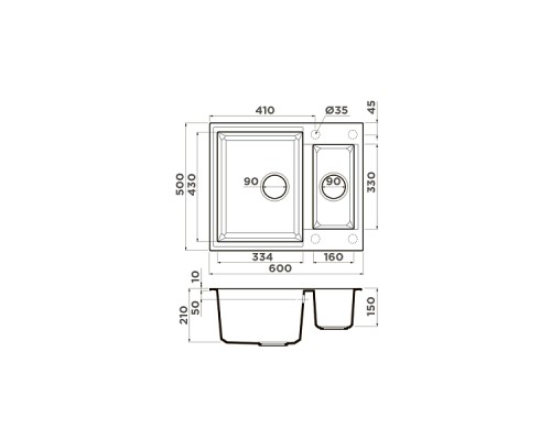 Omoikiri Sakaime 60-2-CH Кухонная мойка Tetogranit 60x50 см, цвет: шампань 4993913