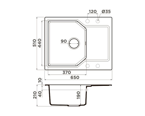 Omoikiri Yonaka 65-SA Кухонная мойка Artgranit 65x51 см, цвет: бежевый 4993415