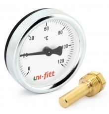 Термометр Uni-Fitt погружной аксиальный 120 C диаметр 80 мм гильза 50 мм 1/2"H