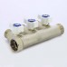 Коллектор НВ 3/4" с кранами никелированный UNI-FITT 3 выхода 1/2"Н 40мм