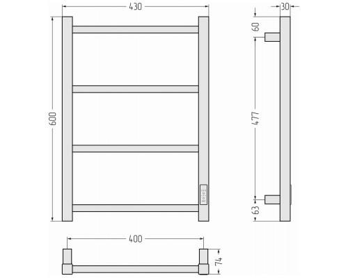 Стилье Формат 26 Полотенцесушитель электрический 43x7,4x60h см, цвет: белый 30526-6040