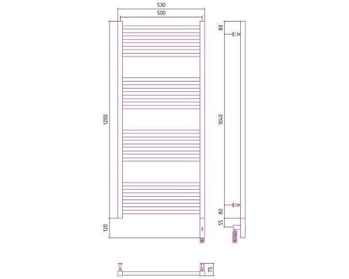 Сунержа Модус 3.0 Полотенцесушитель электрический 50x120h, прав., цвет: сатин 071-5701-1250