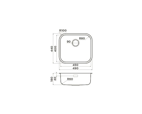Omoikiri Omi 49-U/I-IN Кухонная мойка нерж. сталь 49,5x44,5 см, цвет: нержавеющая сталь 4993066