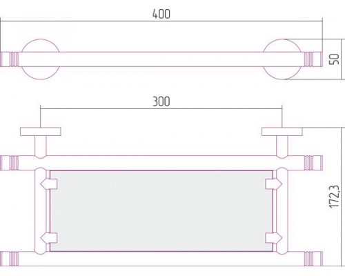 Сунержа Каньон Полка стеклянная 40x17,3x5h см цвет: золото 03-3003-0400