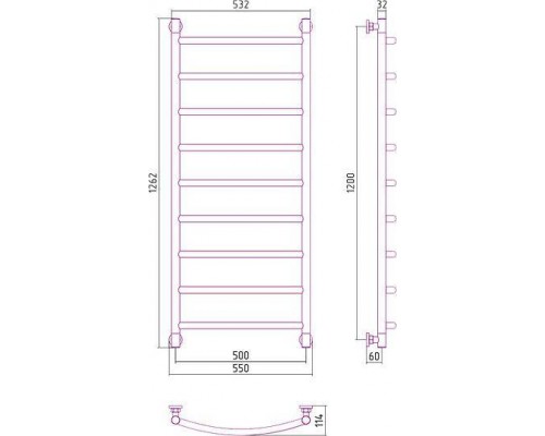 Сунержа Галант Полотенцесушитель водяной 50x120h, цвет: без покрытия 00-0200-1250 Сунержа Галант Полотенцесушитель водяной 50x120h, цвет: без покрытия 00-0200-1250