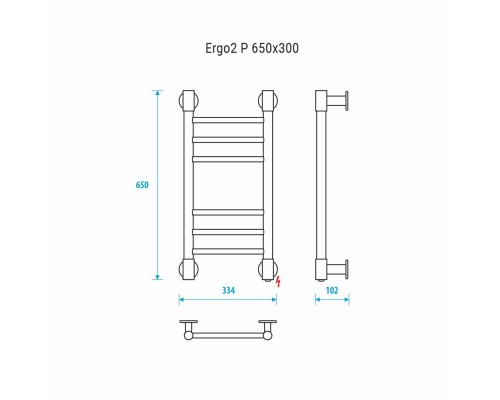 Электрический полотенцесушитель Energy Ergo2 P 650x300 прямой