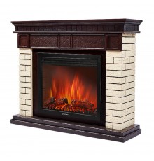 Каминокомплект: Очаг Electrolux EFP/P-3020LS N, портал Bricks 30 камень бежевый, шпон темный дуб