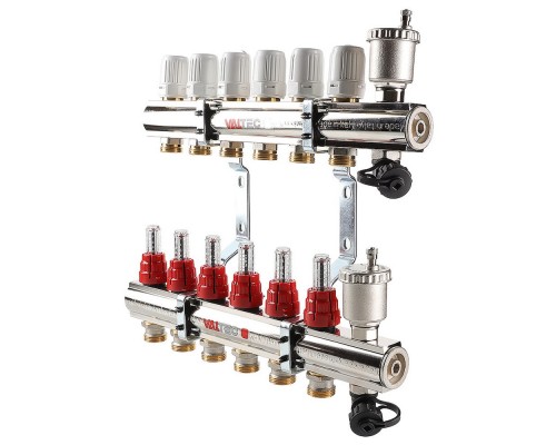 Коллекторная группа со встроенными расходомерами 5 выходов 1" Евроконус 3/4" (VTc.596EMNX) (Valtec)