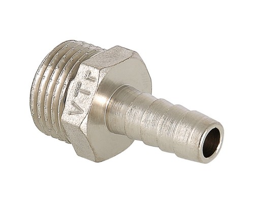 Штуцер (елочка) НР наружная резьба d 1/2" х 10 никель (Valtec VT 650) уп 10 шт