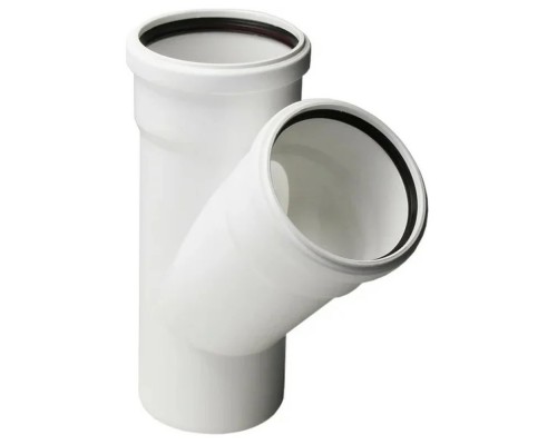 Тройник канализационный бесшумный ПП 110*110*45гр. мм СИНИКОН КОМФОРТ с раструбом белый (уп.12 шт)