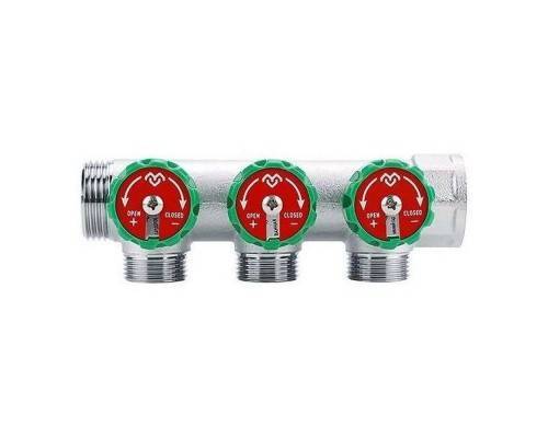 Коллектор регулирующий VARMEGA 1" 3 х 1/2" хромированный VM14623 Коллектор регулирующий VARMEGA 1" 3 х 1/2" хромированный VM14623