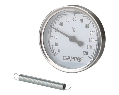 Термометр Gappo биметаллический накладной с пружиной 1"-2" x 0-120C