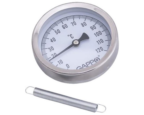 Термометр Gappo биметаллический накладной с пружиной 1"-2" x 0-120C