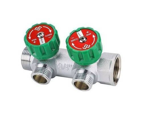 Коллектор регулирующий VARMEGA 3/4" 2 х 1/2" хромированный VM14602 Коллектор регулирующий VARMEGA 3/4" 2 х 1/2" хромированный VM14602