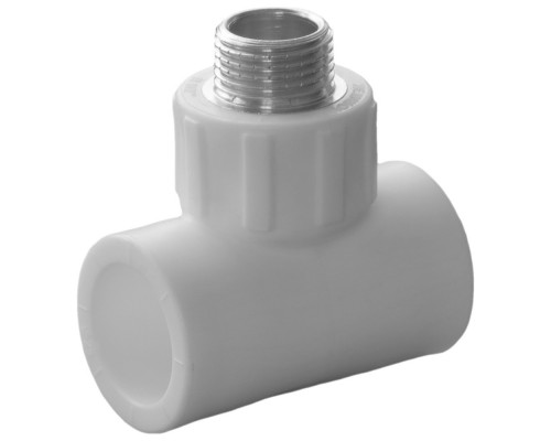 Тройник комбинированный полипропиленовый PPRC НР 20х3/4" наружная резьба, белый