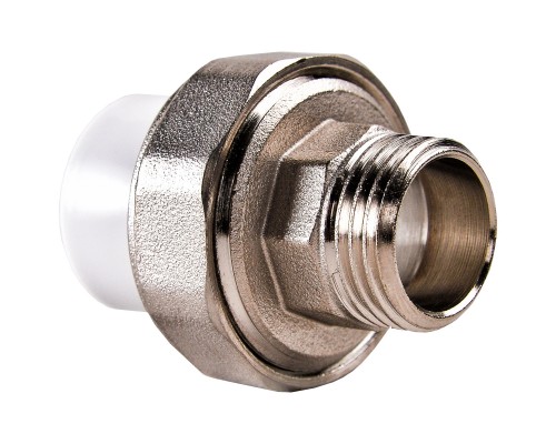 Муфта комбинированная полипропиленовая разъемная PPRC НР 20х3/4" РВК, наружная резьба, белая