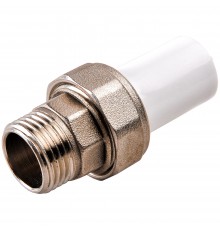 Муфта комбинированная ППР разъемная PPRC НР 20х1/2" РВК, наружная резьба, под муфту, белая