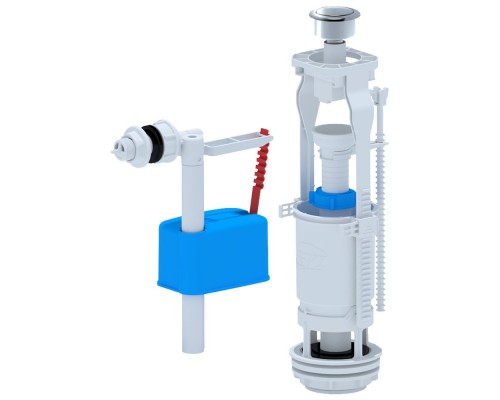 Арматура для унитаза универсальная АНИ WC6050M, боковой подвод, пластиковая кнопка