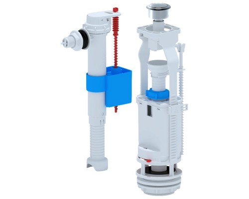 Арматура для унитаза универсальная АНИ WC8010C, боковой подвод, хром. кнопка