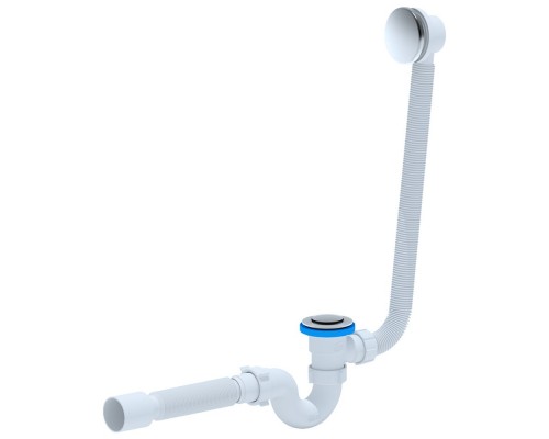 Сифон для ванны "АНИ" с гибкой трубой 1 1/2х40/50, нержавеющий выпуск кнопка (EC155) (Россия)