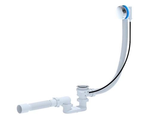 Сифон для ванны "АНИ" с гибкой трубой 1 1/2х40/50, нержавеющий выпуск полуавтомат (EM601) (Россия)