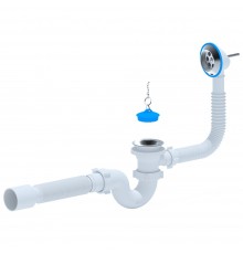 Сифон для ванны "АНИ" с переливом 1 1/2-40, нержавеющий выпуск (Е155) (Россия)