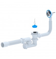 Сифон для ванны "АНИ" с переливом 1 1/2-40, нержавеющий выпуск (Е255) (Россия)