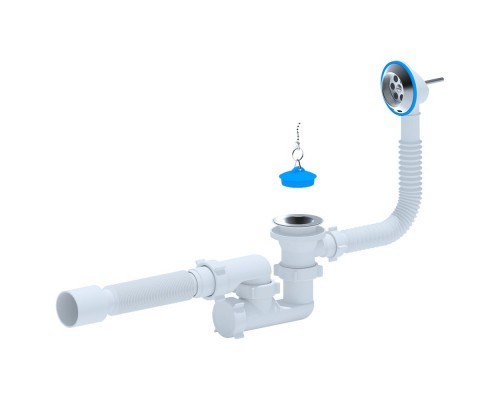 Сифон для ванны "АНИ" с переливом 1 1/2-40, нержавеющий выпуск (Е255) (Россия)