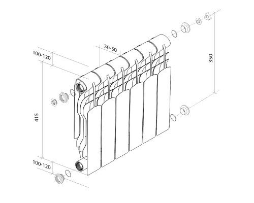 Радиатор биметаллический Royal Thermo Revolution B 350 - 10 секц. Радиатор биметаллический Royal Thermo Revolution B 350 - 10 секц.