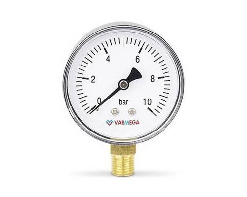 Манометр VARMEGA радиальный 63 мм, 10 бар, 1/4", VMMT10-631002