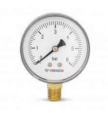 Манометр VARMEGA радиальный 63 мм, 6 бар, 1/4", VMMT10-630602