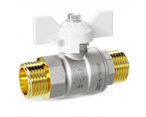 Кран шаровой латунный LD Pride 47.25.Н-Н.Б (White) Ду 25 Ру 40 нр-нр, бабочка