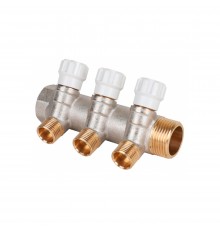 Коллектор латунный с регулирующими вентилями MVI 1"x1/2" 3 вых.