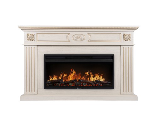 Каминокомплект: Очаг Electrolux EFP/P-3620LS, портал Siena 42/40/36, сл. кость с зол. патиной