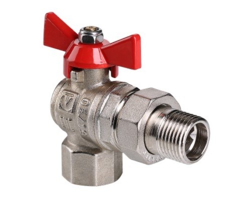 Кран шар. Valtec VT.228.N.04 BASE ВН 1/2" с американкой бабочка угловой