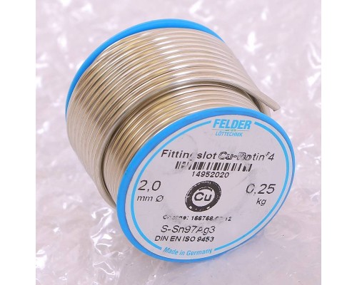 Припой мягкий Cu-Rotin®4 2мм на шпуле FELDER 250г