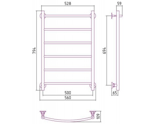 Стилье Версия-Н2 Полотенцесушитель водяной 50x80h, цвет белый 12622-8050