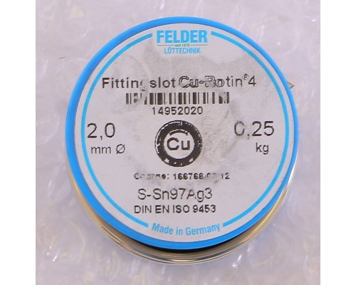 Припой мягкий Cu-Rotin®4 2мм на шпуле FELDER 250г