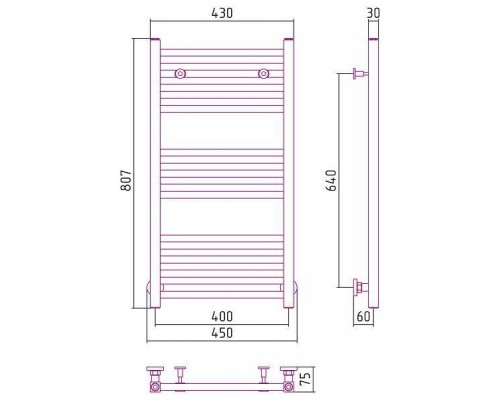Сунержа Модус Полотенцесушитель водяной 40x80h, цвет: матовый черный 31-0250-8040