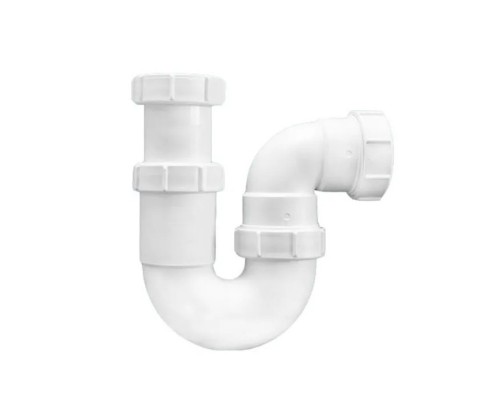 Сифон трубный Р-образный без выпуска (2х50мм); выход компрессионный Ду=50мм