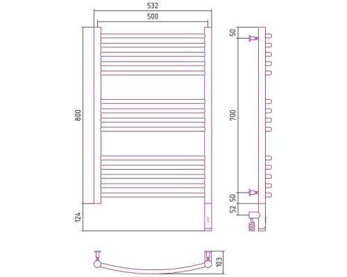 Сунержа Богема 3.0 Полотенцесушитель электрический 50x80h, прав., цвет: состар. латунь 051-5803-8050 Сунержа Богема 3.0 Полотенцесушитель электрический 50x80h, прав., цвет: состар. латунь 051-5803-8050